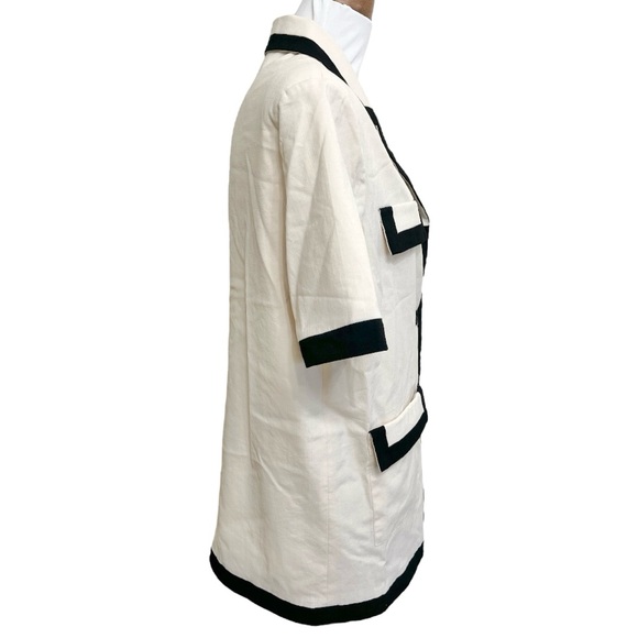 KISSIS STUDIO Cream Black Short Sleeves Vintage Button Loose Fit Blazer size S - Picture 4 of 9